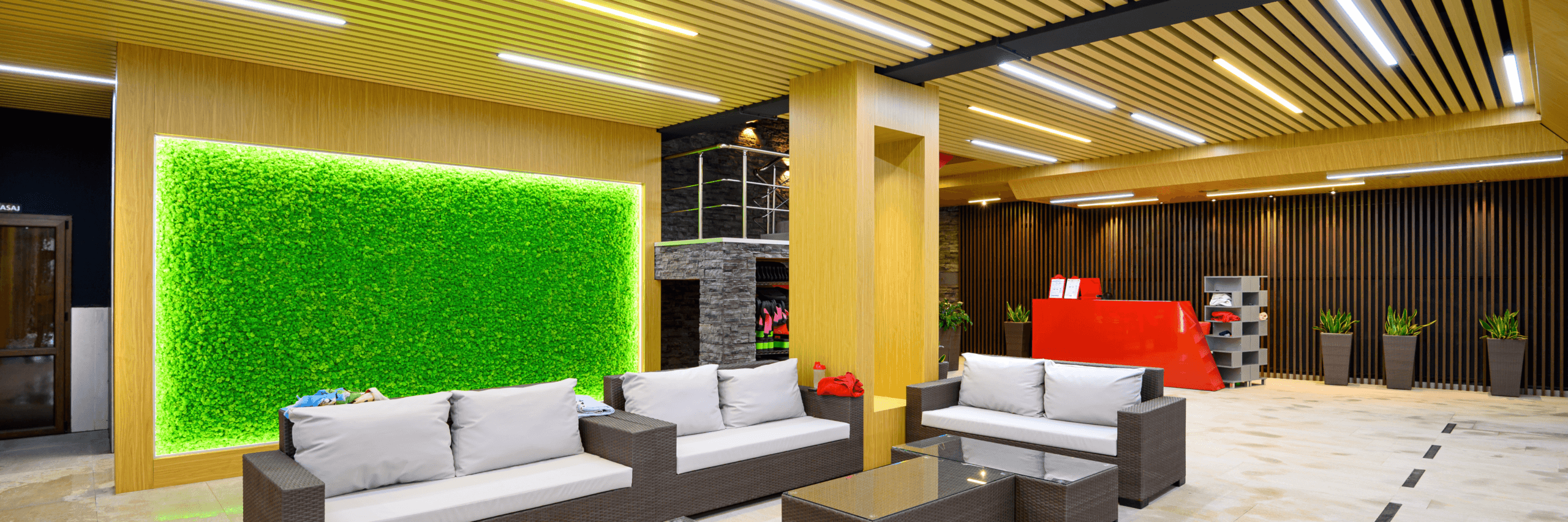 Modern Lobby Interior Design with Sofas and Decor